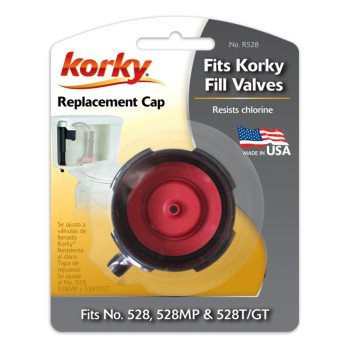 Korky R528 Replacement Cap, Plastic, Black/Red