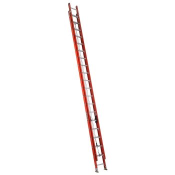 Louisville FE3240 Extension Ladder, 449 in H Reach, 300 lb, 1-1/2 in D Step, Fiberglass, Orange