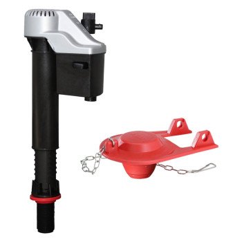 Korky 818MP Fill Valve and Flapper Kit, <1.6 gpf, Rubber Body, Black/Red/Silver, Anti-Siphon: No