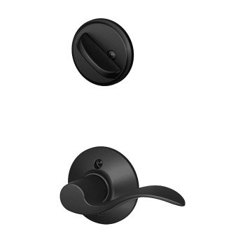 Schlage F59ACC622LH Handleset Interior Trim, 1 Grade, Mechanical Lock, Metal, Matte Black, Lever Handle, Residential