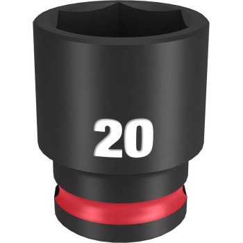 Milwaukee SHOCKWAVE Impact Duty Series 49-66-6737 Shallow Impact Socket, 20 mm Socket, 3/8 in Drive, Square Drive