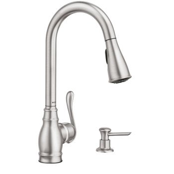 Moen Anabelle Series CA87003 Pull-Down Kitchen Faucet, 1.5 gpm, 1-Faucet Handle, 1-Faucet Hole, Metal, Chrome Plated