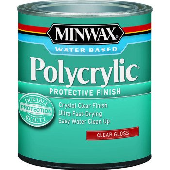 Minwax Polycrylic 255554444 Waterbased Polyurethane, Gloss, Liquid, Crystal Clear, 0.5 pt, Can