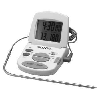 Taylor 1470N Probe Thermometer, 32 to 392 deg F, Digital Display, Gray