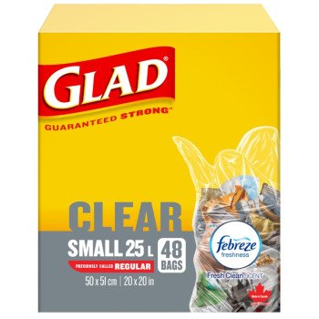 Glad 30218FRM1 Garbage Bag, 25 L, Clear