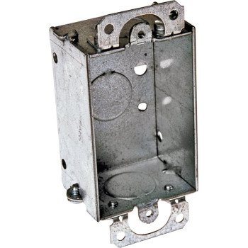 Raco 400 Gangable Switch Box, 1-Gang, 1-Outlet, 3-Knockout, 1/2 in Knockout, Steel, Gray, Galvanized, Screw