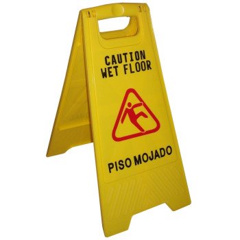 Zephyr 45100 Wet Floor Sign, CAUTION WET FLOOR, PISO MOJADO, English, Spanish