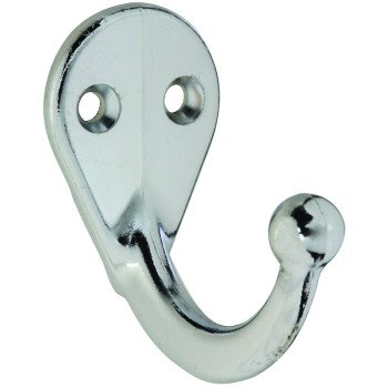 National Hardware V162 N274-183 Cloth Hook, 35 lb, 1-Hook, Zinc, Chrome, 2/PK