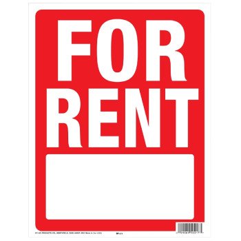 Hy-Ko SIY-213 Yard Sign with Frame, FOR RENT, White Legend, Red Background, 18 in H x 14 in W Dimensions