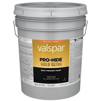 Valspar Pro-Hide Gold Ultra 6700 028.0067002.008 Latex Paint, Acrylic Base, Semi-Gloss Sheen, Pastel Base, 5 gal