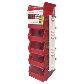 Quantum Storage Systems Ultra RQUS210RD-UPC Ultra Stack and Hang Bin, 15 lb, Polypropylene, Red, 5-3/8 in L, 4-1/8 in W