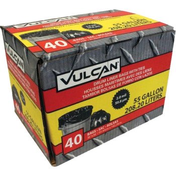 Vulcan FG-03812-10A Drum Liner, 55 gal, Poly, Black