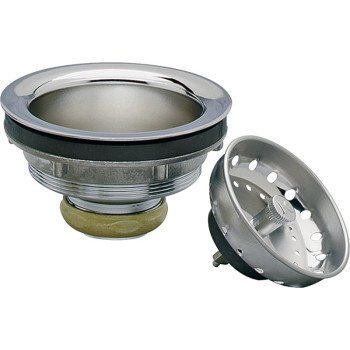 Plumb Pak PP5435 Basket Strainer, Stainless Steel Basket, Chrome, For: 3-1/2 in Dia Opening Kitchen Sink