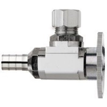 Plumb Pak PPC2882PCLF Angle Stop Valve, 1/2 x 3/8 x 3/8 in Connection, PEX x OD x OD, Quarter-Turn Actuator