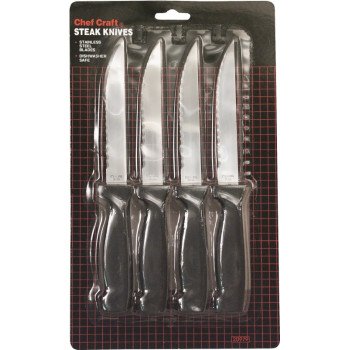 Chef Craft 20979 Steak Knife Set, 4-1/2 in L Blade, Stainless Steel Blade, ABS Handle