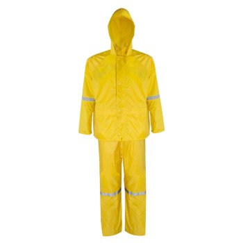 Diamondback RS3-01-L Rain Suit, L, 42 in Inseam, Polyester, Yellow, Concealed Collar, Zipper with Storm Flap Closure