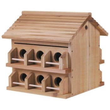 Heath M-12DP Bird House, 2-3/4 in W, 2-3/4 in D, 10 in H, Cedar/Redwood, Brown