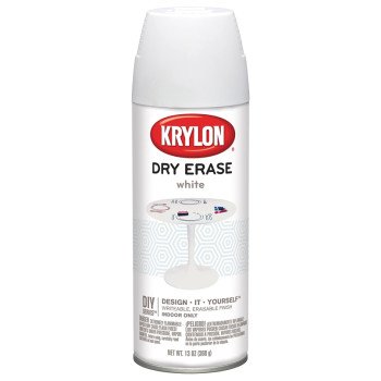 Krylon K03942000 Dry Erase Spray Paint, White, 11.5 oz