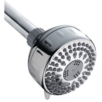 Waterpik PowerSpray+ Series TRS-523E Shower Head, Round, 1.8 gpm, 1/2 in Connection, NPT, 5-Spray Function, Plastic