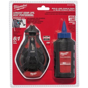 Milwaukee 48-22-3982 Bold Line Kit, 100 ft L Line, 6:1 Gear Ratio, Blue Chalk