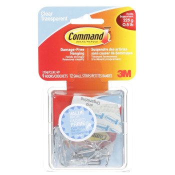 Command 17067CLRC-VP Wire Hook, 0.5 lb, 9-Hook, Clear