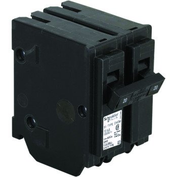 Square D Homeline CHOM220CP Circuit Breaker, Mini, Standard, 20 A, 2 -Pole, 120/240 VAC, Plug Mounting, Black