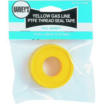 Harvey 17065 Thread Seal Tape, 260 in L, 1/2 in W, PTFE, Yellow