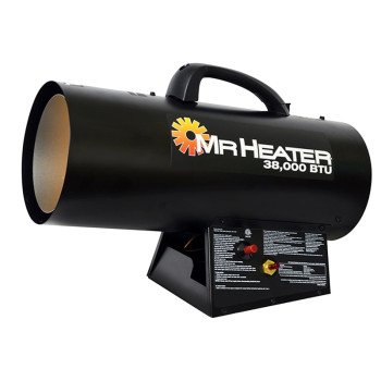 Mr. Heater F271350 Forced Air Gas Heater, 20 lb Fuel Tank, Propane, 38000 Btu, 950 sq-ft Heating Area