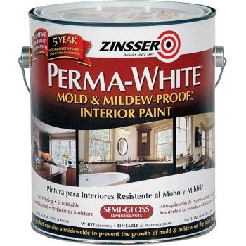 Zinsser 02761 Kitchen and Bath Paint, Semi-Gloss, White, 1 gal, Can, Water