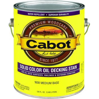 Cabot 140.0001608.007 Solid Stain, Opaque, Medium Base, Liquid, 1 gal