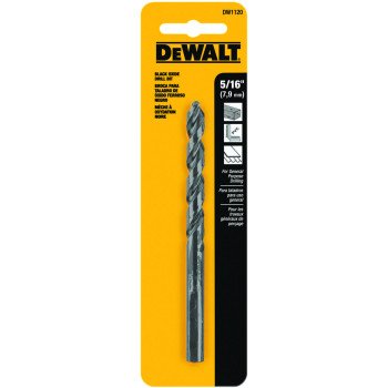 DEWALT DW1120 Jobber Drill Bit, 5/16 in Dia, 4-1/2 in OAL, Parabolic Flute, 5/16 in Dia Shank, Round Shank