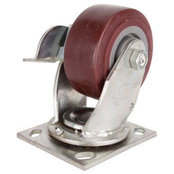 ProSource JC-P02 Swivel Caster, 4 in Dia Wheel, 2 in W Wheel, PU Wheel, Gray, 350 lb, Steel Housing Material