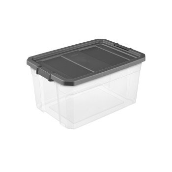 Sterilite 14763V06 Stacker Box, 76 qt, Plastic, Gray