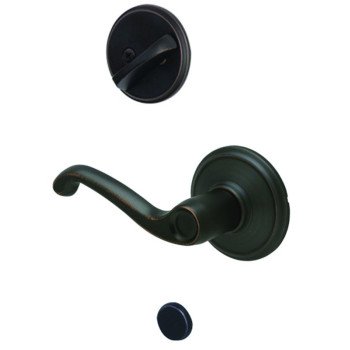 Schlage F59FLA716RH Handleset Interior Trim, 1 Grade, Mechanical Lock, Metal, Aged Bronze, Lever Handle, Residential