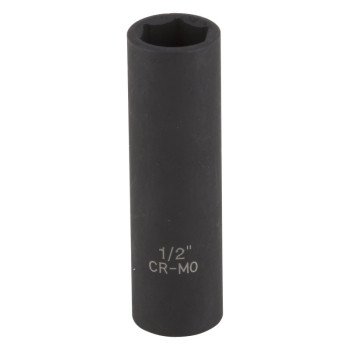 Vulcan MT6580113 Deep Impact Socket, 1/2 in Socket, 3/8 in Drive, Deep Drive, 6-Point, Chrome Molybdenum Steel