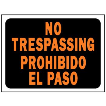 Hy-Ko Hy-Glo Series 3070 Identification Sign, Rectangular, NO TRESPASSING, Fluorescent Orange Legend, Black Background