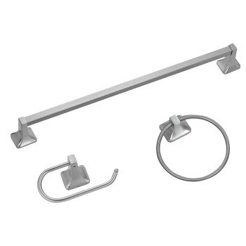 Boston Harbor 3603BN Manhattan Bath Hardware Set, Aluminum/Steel/Zinc, Brush Nickel, 3-Piece, For: Bathroom