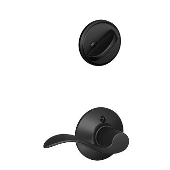 Schlage F59ACC622RH Handleset Interior Trim, 1 Grade, Mechanical Lock, Metal, Matte Black, Lever Handle, Residential