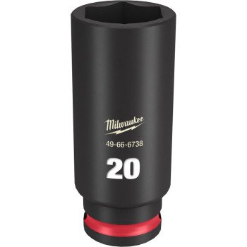 Milwaukee SHOCKWAVE Impact Duty Series 49-66-6738 Deep Impact Socket, 20 mm Socket, 3/8 in Drive, Square Drive, 6-Point