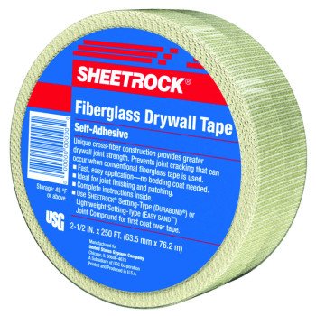 USG 385201020 Fiberglass Drywall Tape, 250 ft L, 2-1/2 in W, White