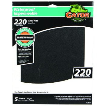 Gator 4474 Sanding Sheet, 9 in L, 11 in W, 220 Grit, Extra Fine, Silicone Carbide Abrasive