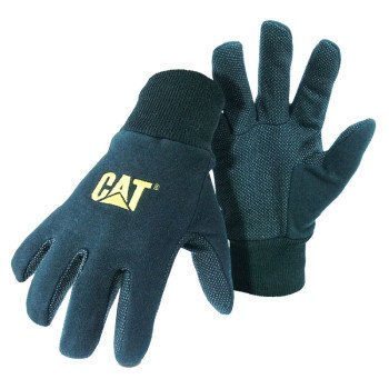 Cat CAT015400L Gloves, L, Cotton/PVC, Black