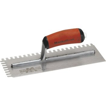 Marshalltown 718SD Trowel, 1/4 in W x 1/4 in D Notch, 11 in L, 4-1/2 in W, U Notch, Curved Handle