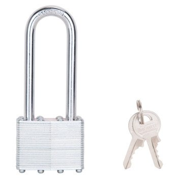 ProSource HD00022L Padlock, Long Shackle, 9/32 in Dia Shackle, 3 in H Shackle, Steel Shackle, Steel Body