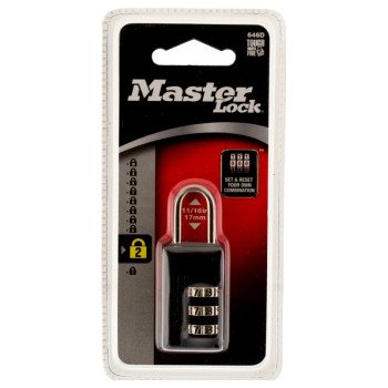 Master Lock 646D Padlock, 1/8 in Dia Shackle, 11/16 in H Shackle, Steel Shackle, Zinc Body, 13/16 in W Body