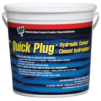 DAP Quick Plug 10070 Hydraulic and Anchoring Cement, Powder, Gray, 28 days Curing, 5 kg Pail