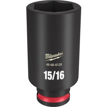 Milwaukee SHOCKWAVE Impact Duty Series 49-66-6128 Deep Impact Socket, 15/16 in Socket, 3/8 in Drive, Square Drive