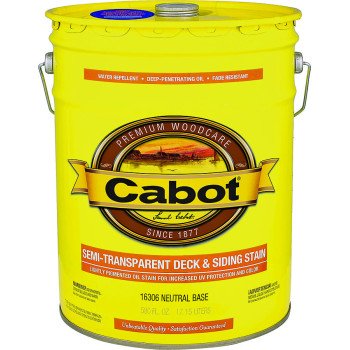 Cabot 140.0016306.008 Deck and Siding Stain, Semi-Transparent, Neutral Base, Liquid, 5 gal