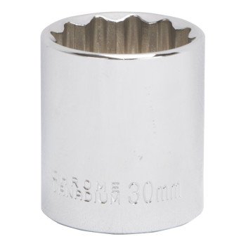 Vulcan MT6534184 Drive Socket, 30 mm Socket, 1/2 in Drive, 12-Point, Chrome Vanadium Steel, Chrome