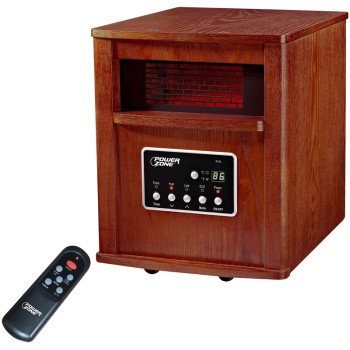 PowerZone WH-96H Infrared Quartz Wood Cabinet Heater with Remote Control, 12.5 A, 120 V, ECO/1000/1500W W, Cherry